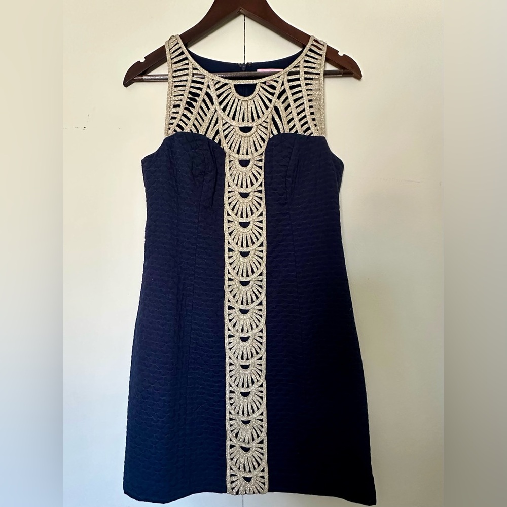 Elegant Navy and Cream Dress